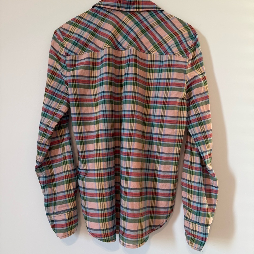 J. Crew Classic Pink Plaid Silk and Cotton Preppy Women’s Shirt - Picture 8 of 11